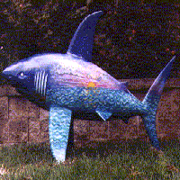 The Shark statue called SharkWorldSunrise