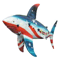 The Shark statue called Sharks-n-Stripes